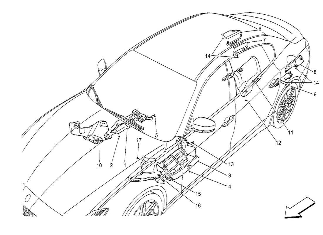 maserati qtp. v8 3.8 530bhp 2014 thermal insulating panels part diagram