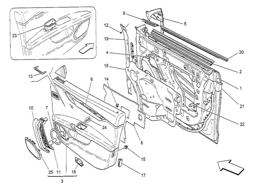 maserati qtp. v8 3.8 530bhp 2014 front doors: trim panels part diagram