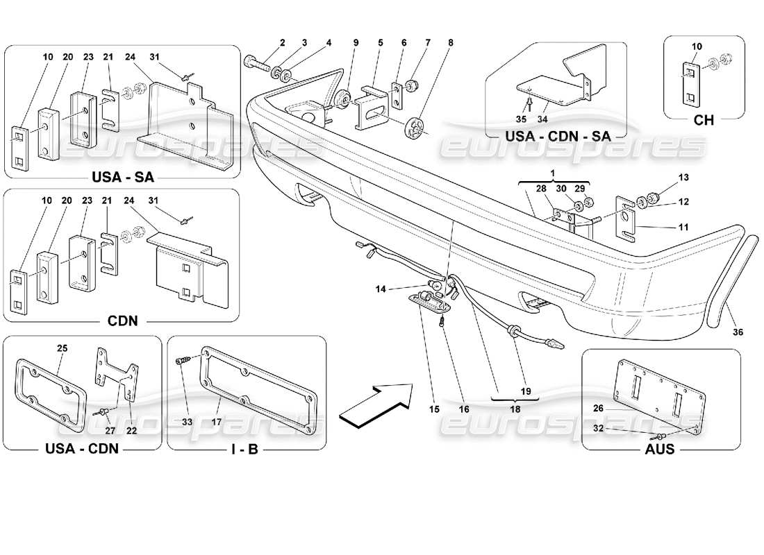 ferrari 355 (2.7 motronic) rear bumper part diagram