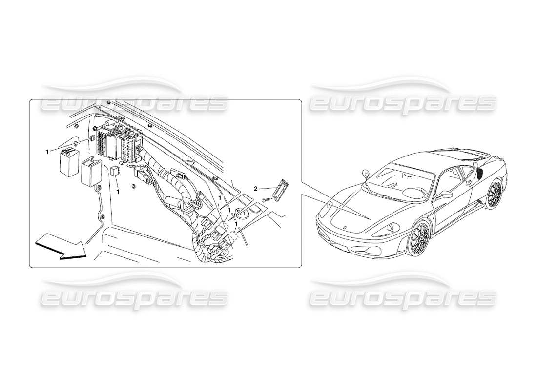 ferrari 430 challenge (2006) front compartment control stations part diagram