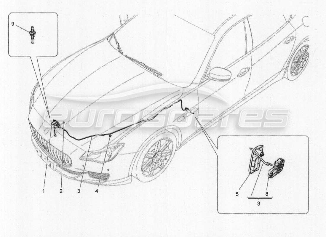 maserati qtp. v8 3.8 530bhp 2014 auto front lid opening button part diagram