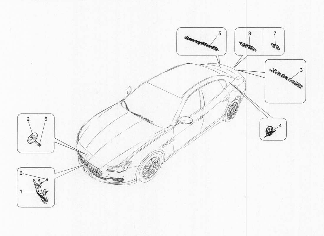 maserati qtp. v6 3.0 bt 410bhp 2015 trims, brands and symbols part diagram