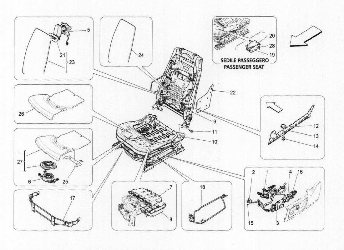 maserati qtp. v6 3.0 bt 410bhp 2015 front seat electronics part diagram