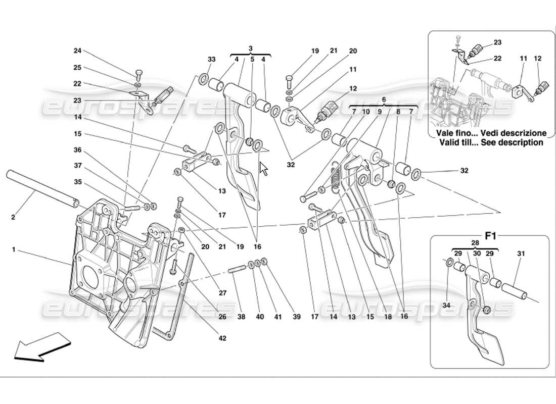 ferrari 360 modena pedals part diagram