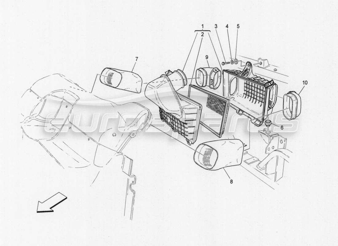 maserati granturismo special edition air filter, air intake and ducts part diagram