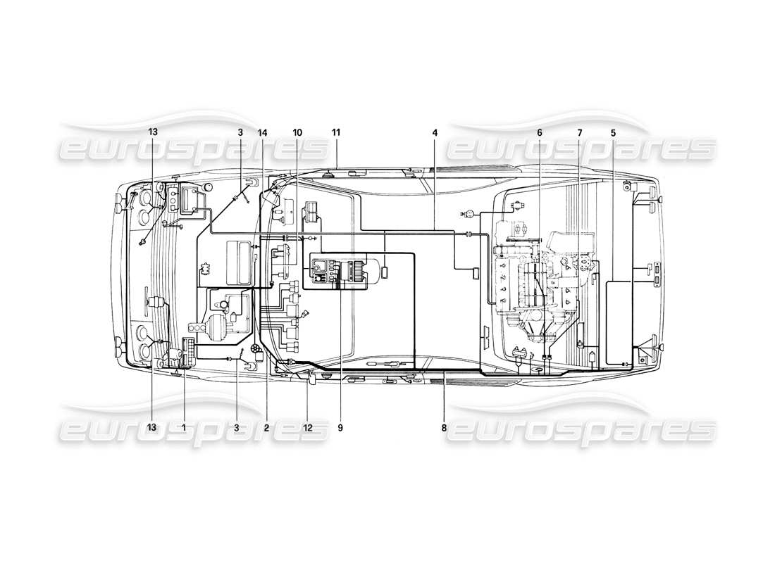 ferrari mondial 8 (1981) electrical system part diagram