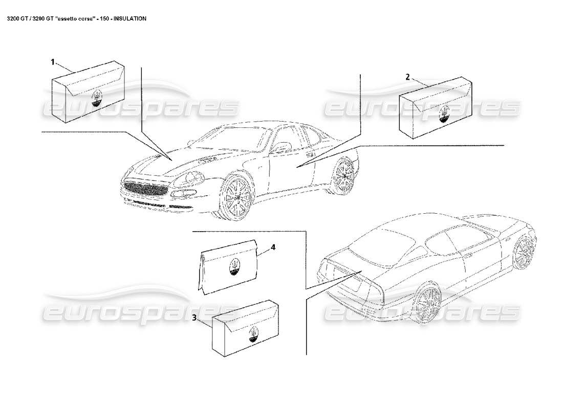 maserati 3200 gt/gta/assetto corsa insulation part diagram