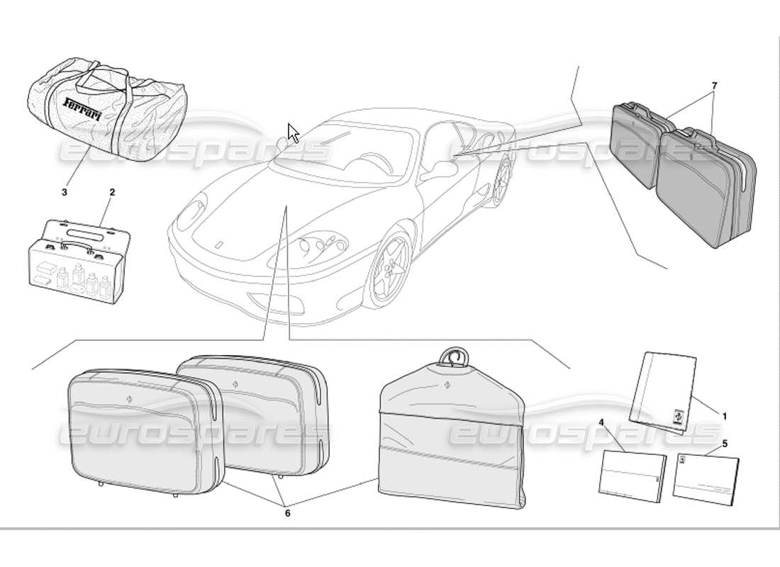 ferrari 360 modena documentation and accessories part diagram