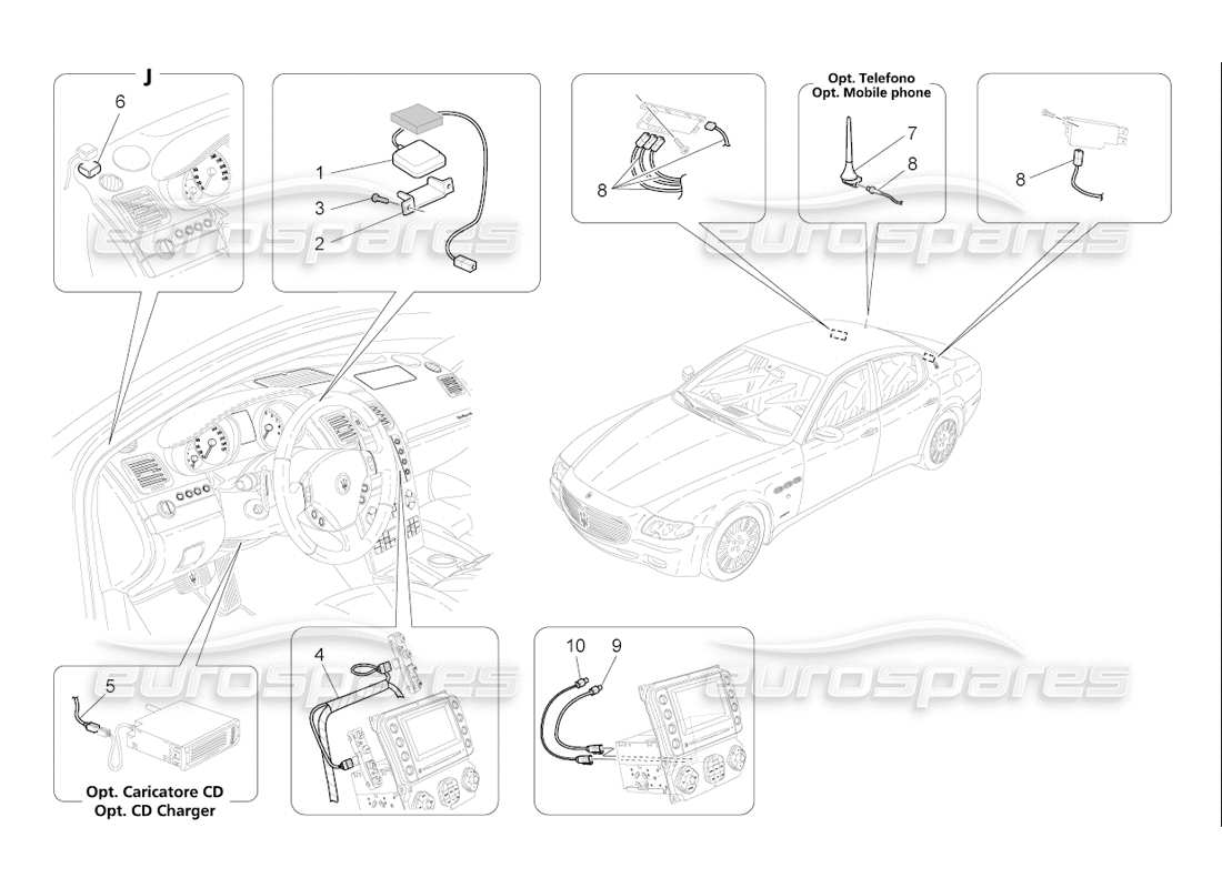 maserati qtp. (2006) 4.2 f1 reception and connection system part diagram