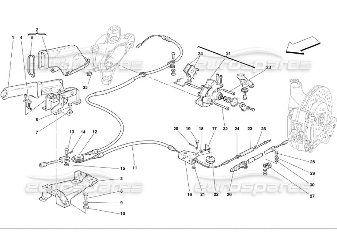 ferrari 360 modena hand-brake control part diagram