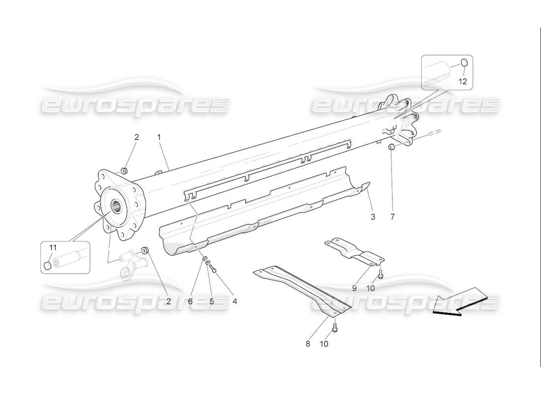 maserati qtp. (2006) 4.2 f1 transmission pipe part diagram