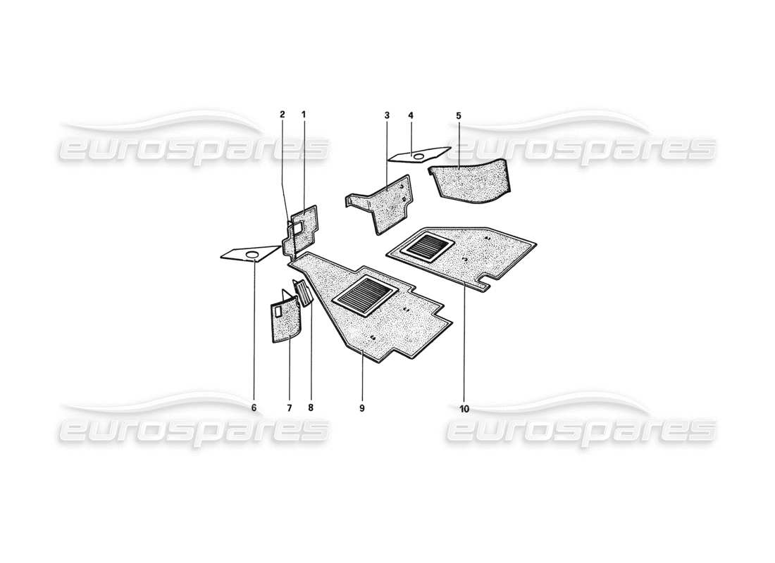 ferrari 308 gtb (1980) carpeting part diagram