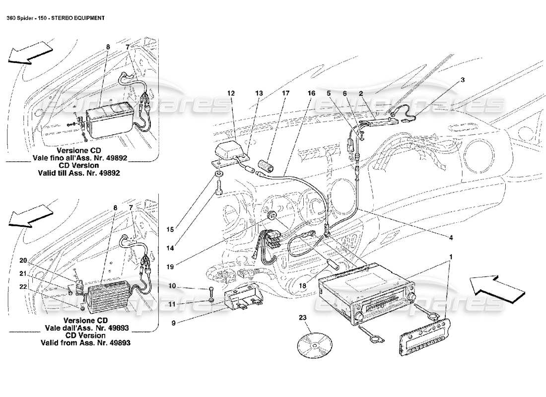 ferrari 360 spider stereo equipment part diagram