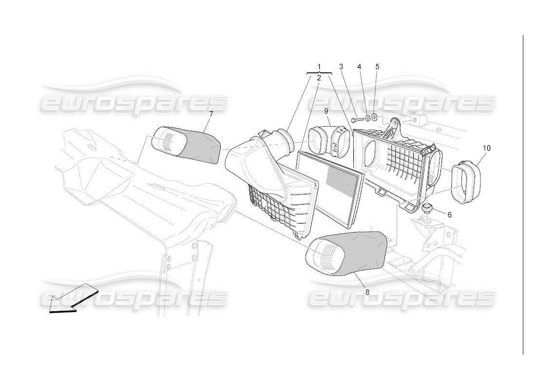 maserati qtp. (2007) 4.2 auto air filter, air intake and ducts part diagram