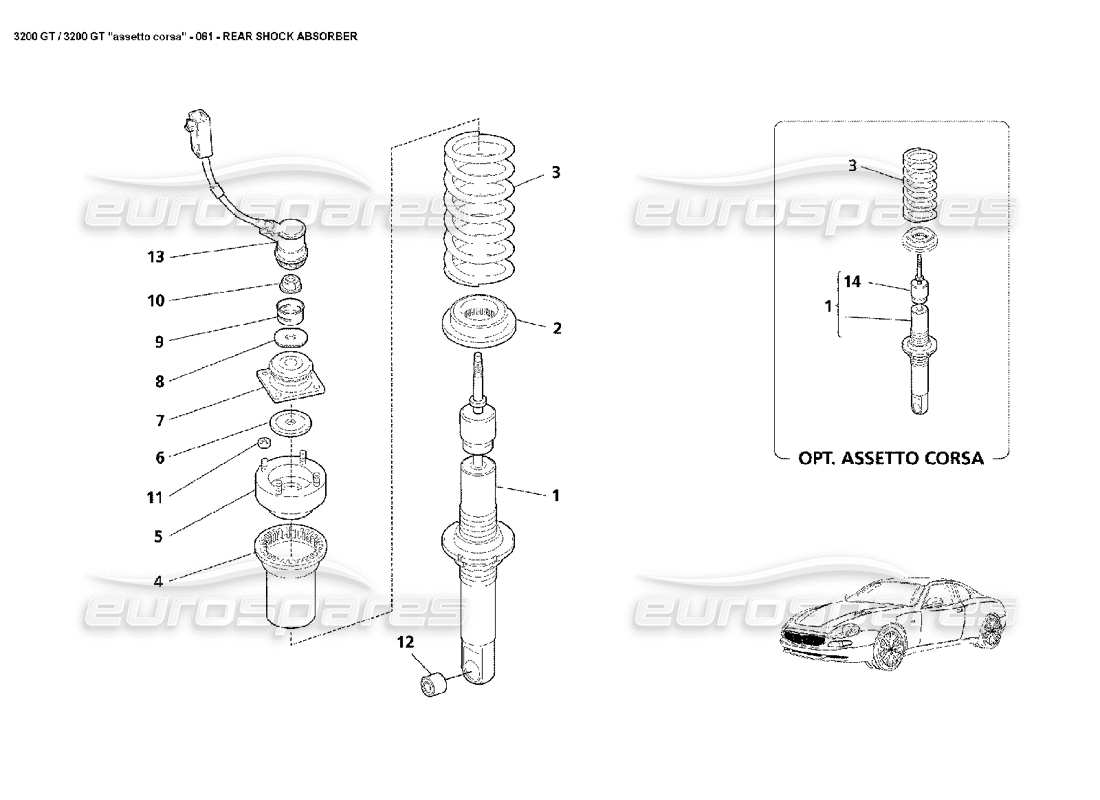 maserati 3200 gt/gta/assetto corsa rear shock absorber part diagram