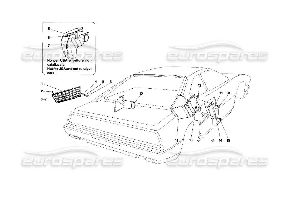 ferrari mondial 3.4 t coupe/cabrio air intake - grills and frameworks part diagram