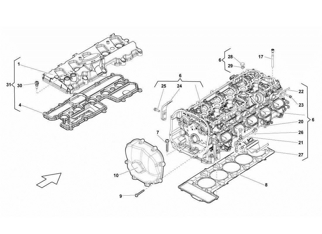 lamborghini gallardo lp570-4s perform left cylinder head and cover 6-10 part diagram