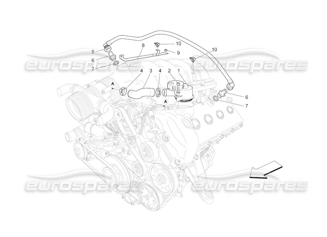 maserati grancabrio (2010) 4.7 oil vapour recirculation system part diagram