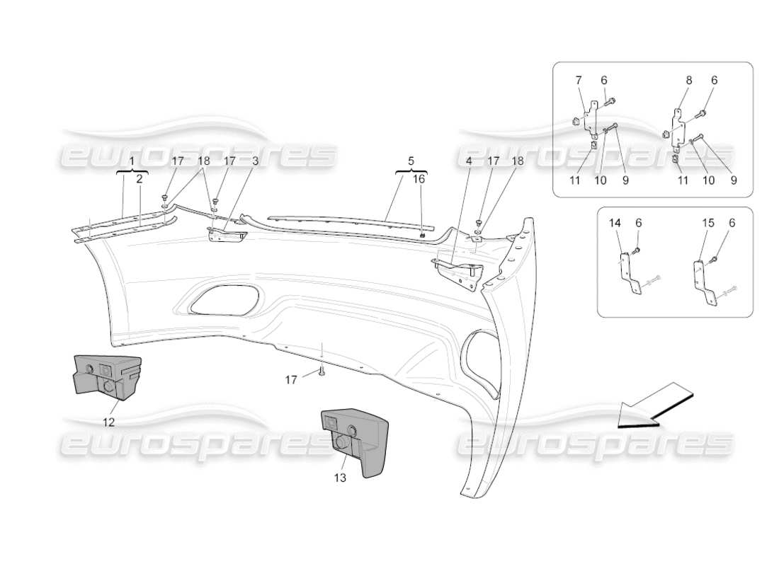 maserati grancabrio (2010) 4.7 rear bumper part diagram