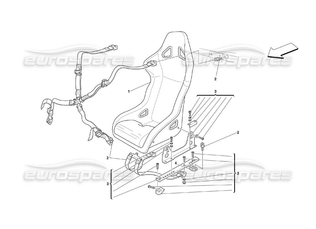 ferrari 360 challenge (2000) seat and safety belts part diagram