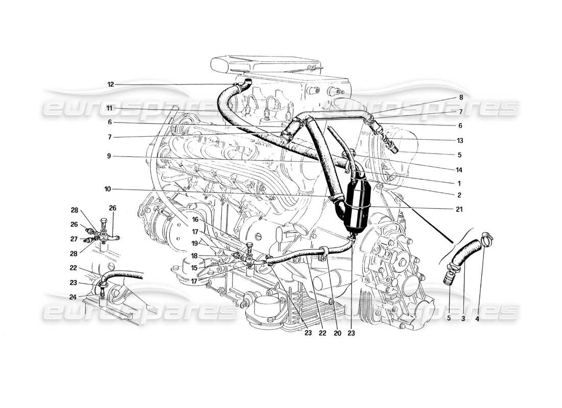 ferrari 328 (1985) blow - by system part diagram