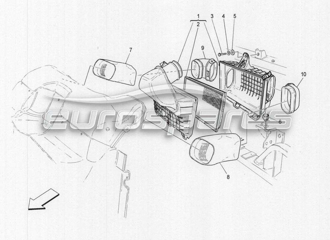 maserati grancabrio mc centenario air filter, air intake and ducts part diagram