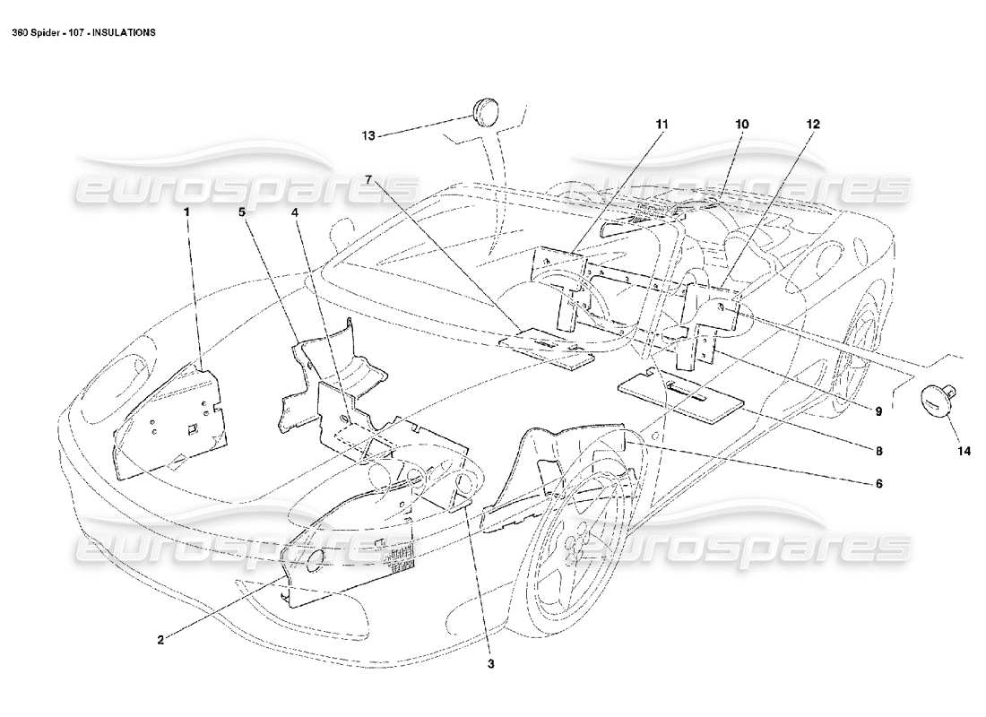 ferrari 360 spider insulations part diagram