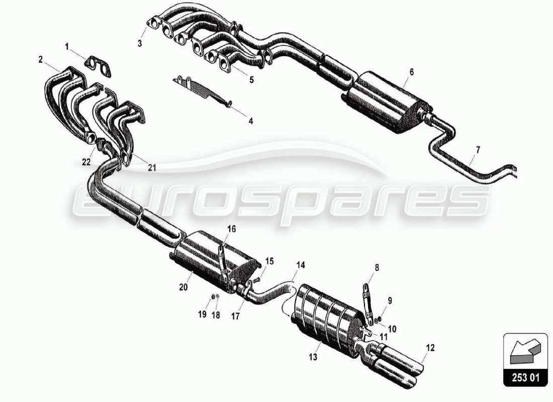 lamborghini 350 gt exhaust system part diagram