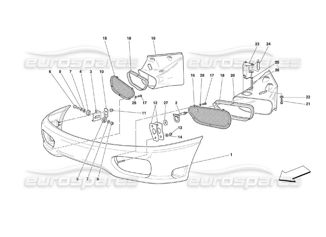 ferrari 360 challenge (2000) front bumper part diagram