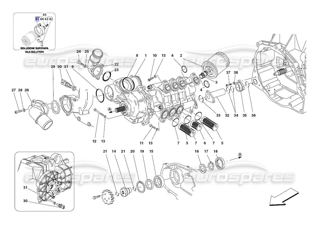 ferrari 430 challenge (2006) water-oil pump part diagram