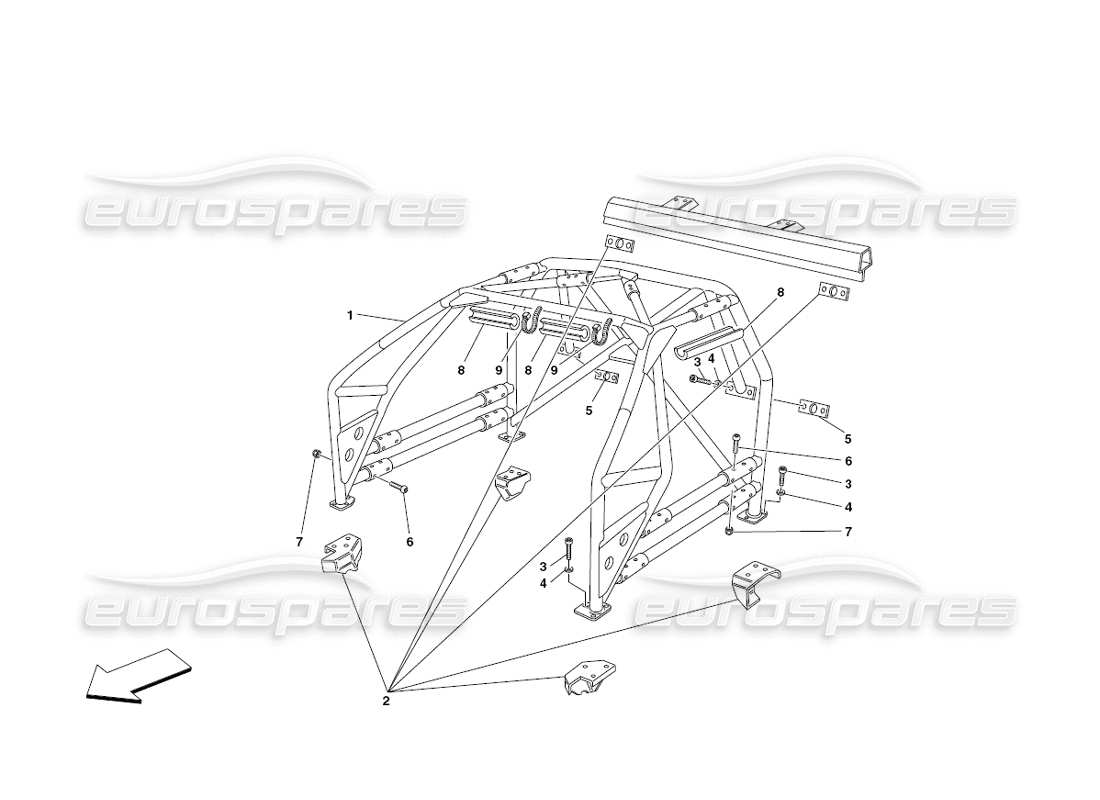 ferrari 430 challenge (2006) roll bar part diagram