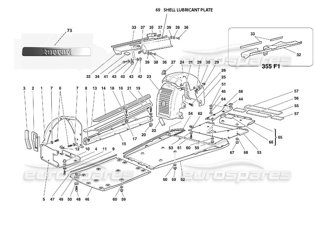 ferrari 355 (2.7 motronic) body - shields and wheelhouses part diagram