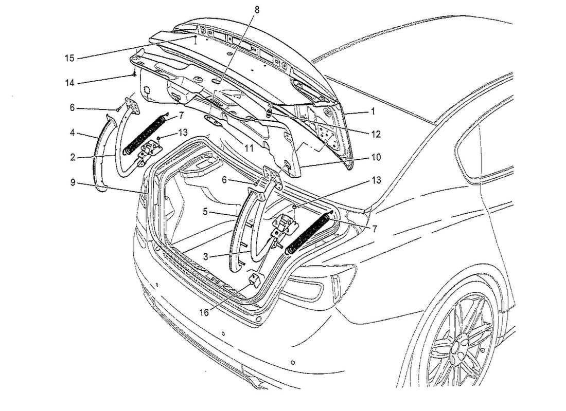 maserati qtp. v8 3.8 530bhp 2014 rear lid part diagram