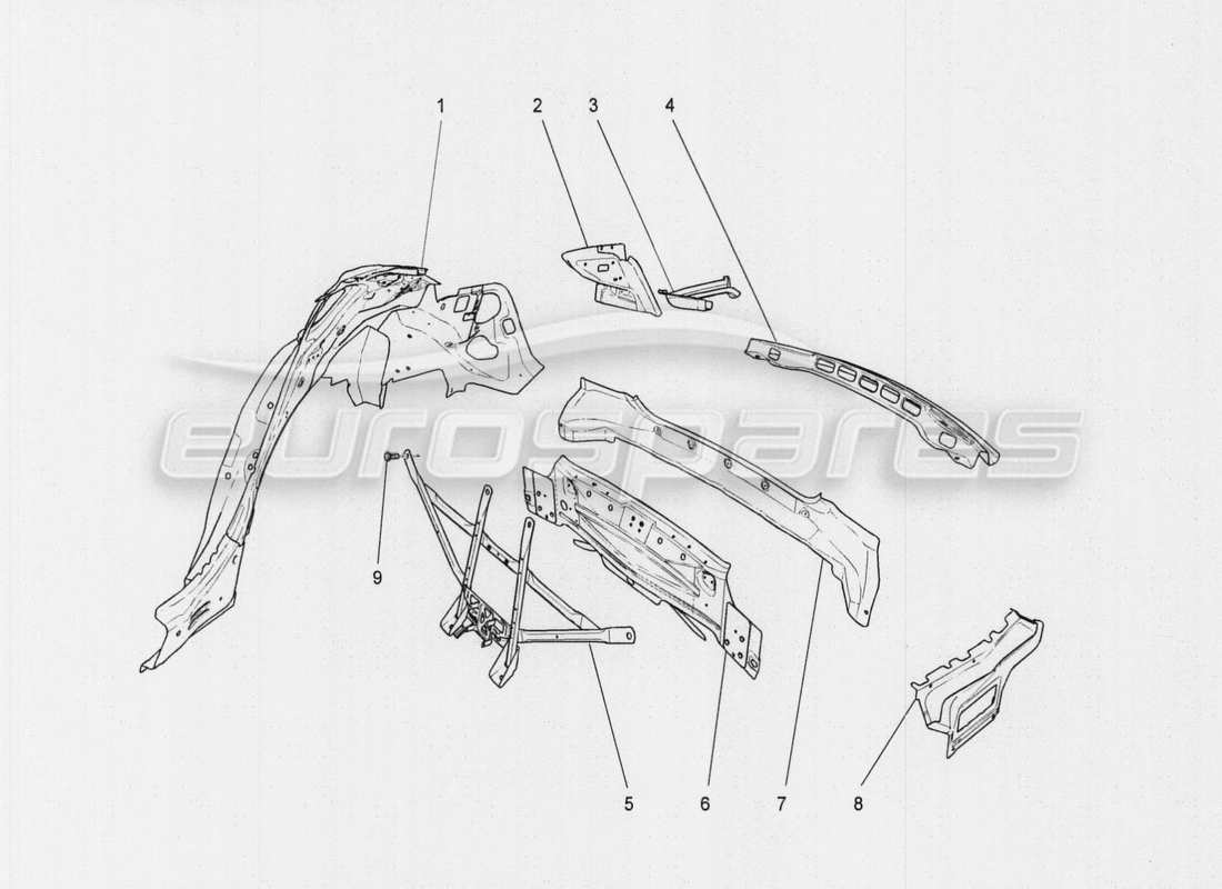 maserati qtp. v8 3.8 530bhp auto 2015 bodywork and rear outer trim panels part diagram