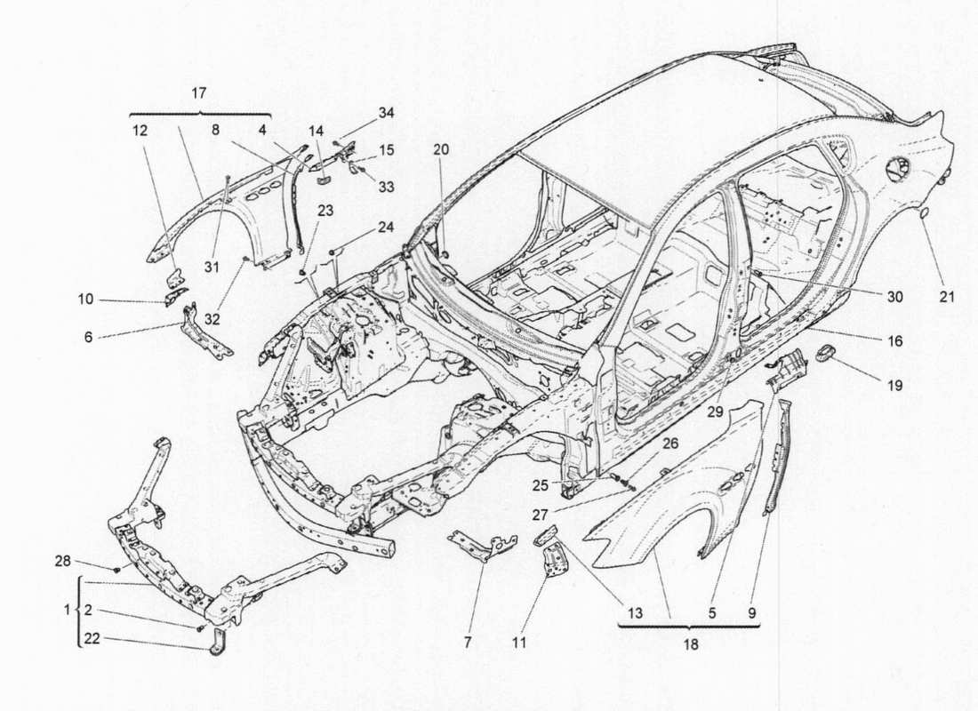 maserati qtp. v6 3.0 bt 410bhp 2015 bodywork and front outer trim panels part diagram