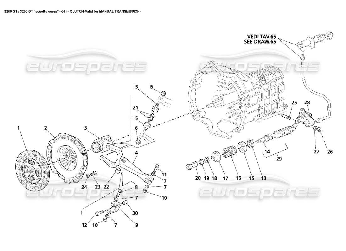 maserati 3200 gt/gta/assetto corsa clutch - manual part diagram