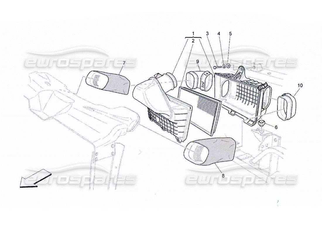 maserati qtp. (2010) 4.2 air filter, air intake and ducts part diagram