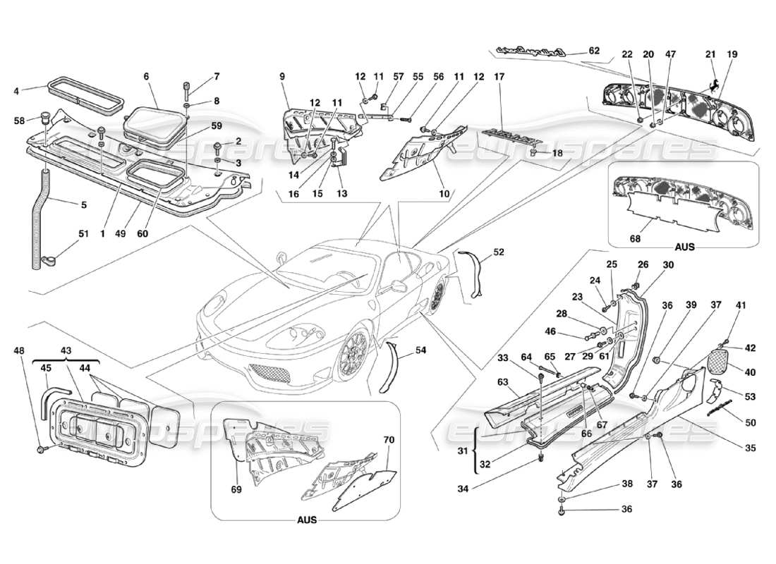 ferrari 360 challenge stradale shields - outside finishing part diagram