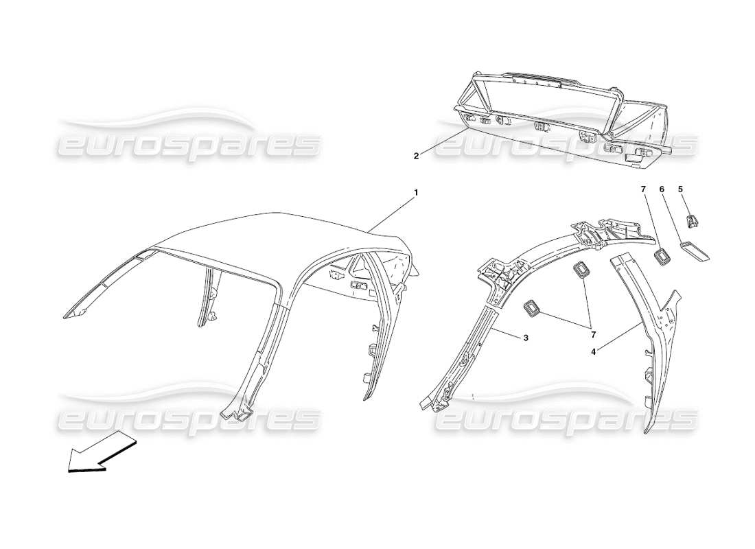 ferrari 430 challenge (2006) roof - structure part diagram