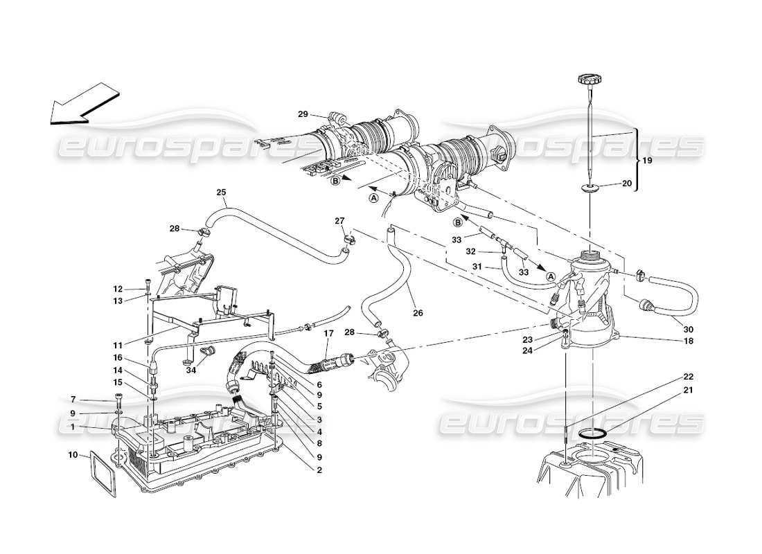 ferrari 430 challenge (2006) lubrication system - tank - heater exchange part diagram