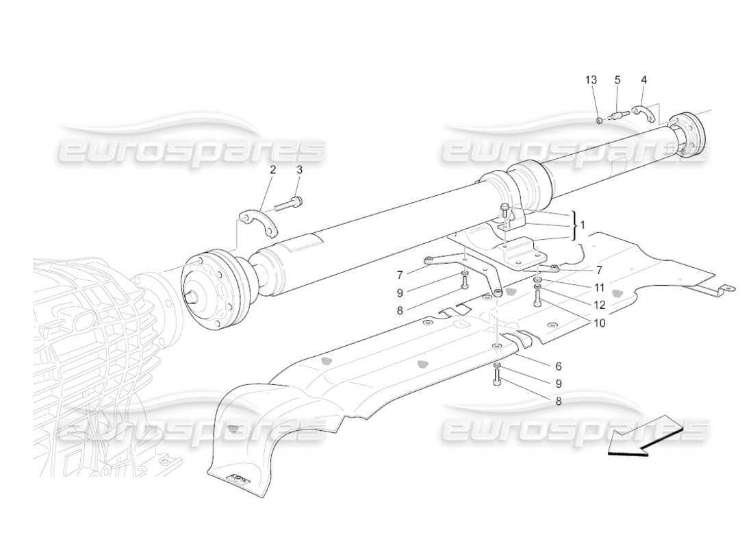 maserati grancabrio (2010) 4.7 transmission pipe part diagram