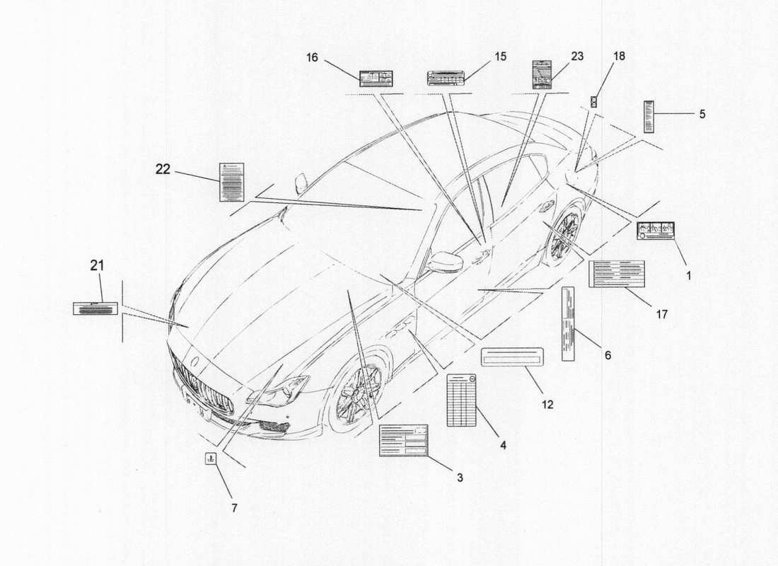 maserati qtp. v6 3.0 bt 410bhp 2wd 2017 stickers and labels part diagram