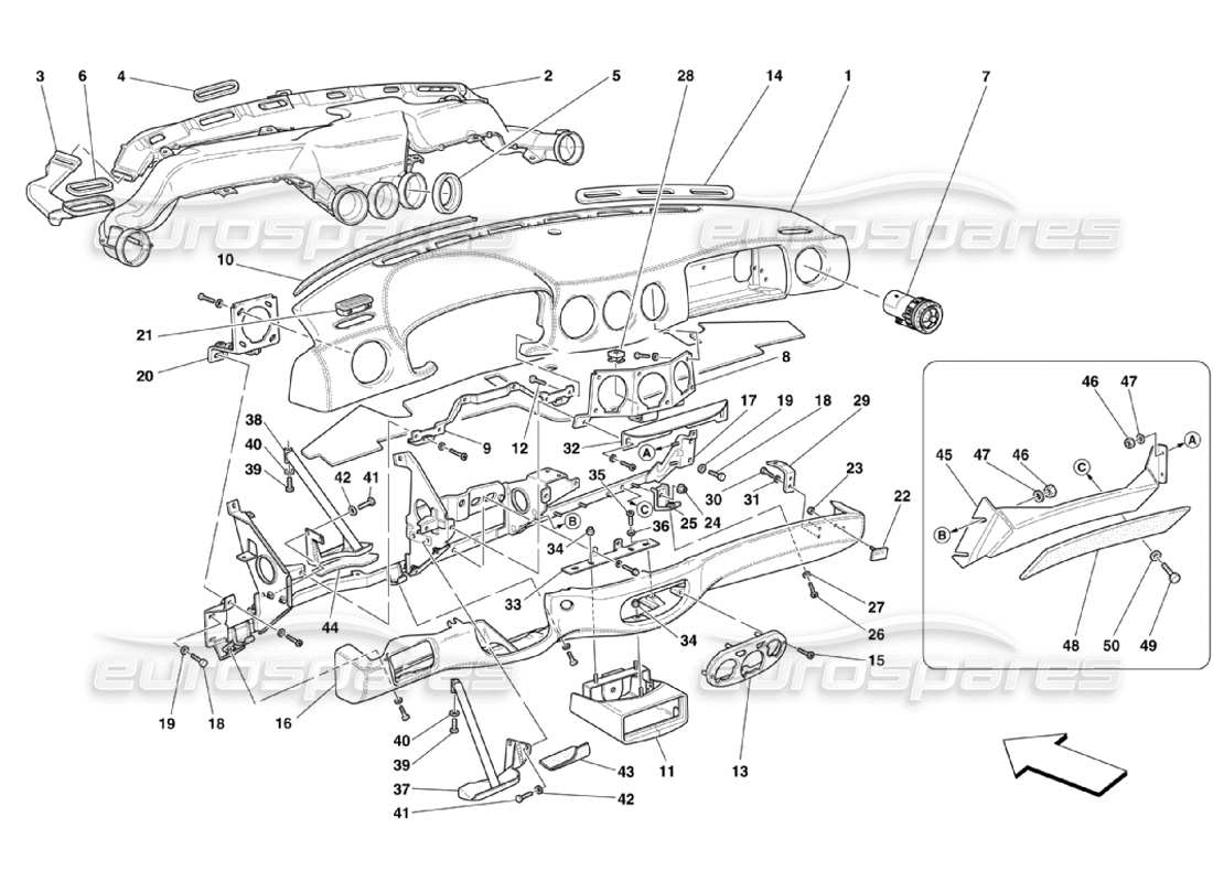 ferrari 360 challenge stradale dashboard part diagram