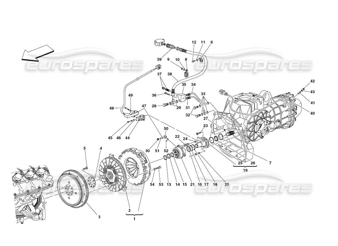 ferrari 430 challenge (2006) clutch and controls part diagram