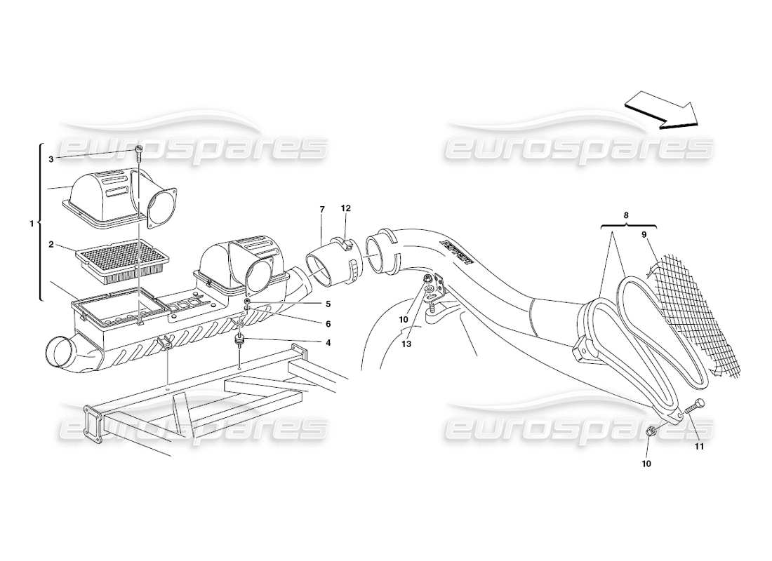 ferrari 430 challenge (2006) air intake part diagram