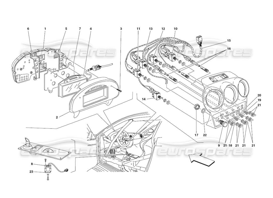 ferrari 430 challenge (2006) instruments part diagram