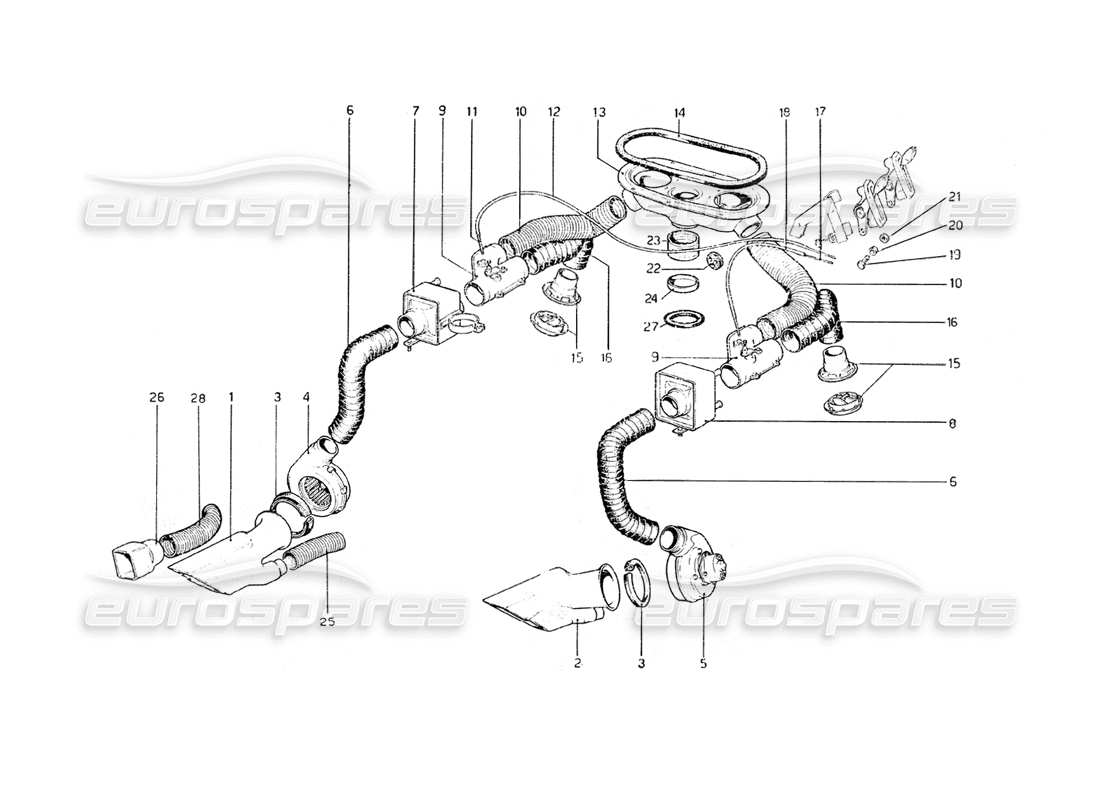 ferrari 308 gt4 dino (1979) heating system part diagram