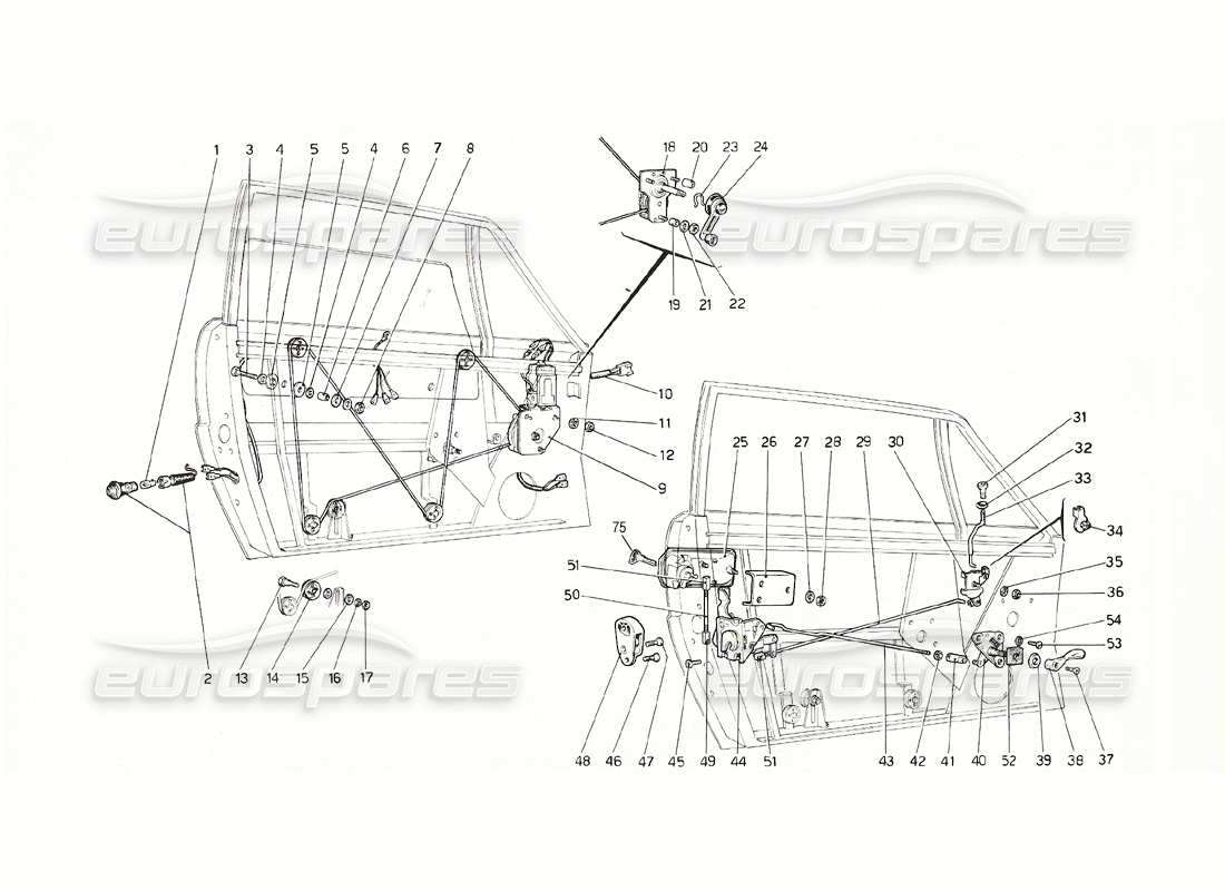 ferrari 308 gt4 dino (1976) doors part diagram