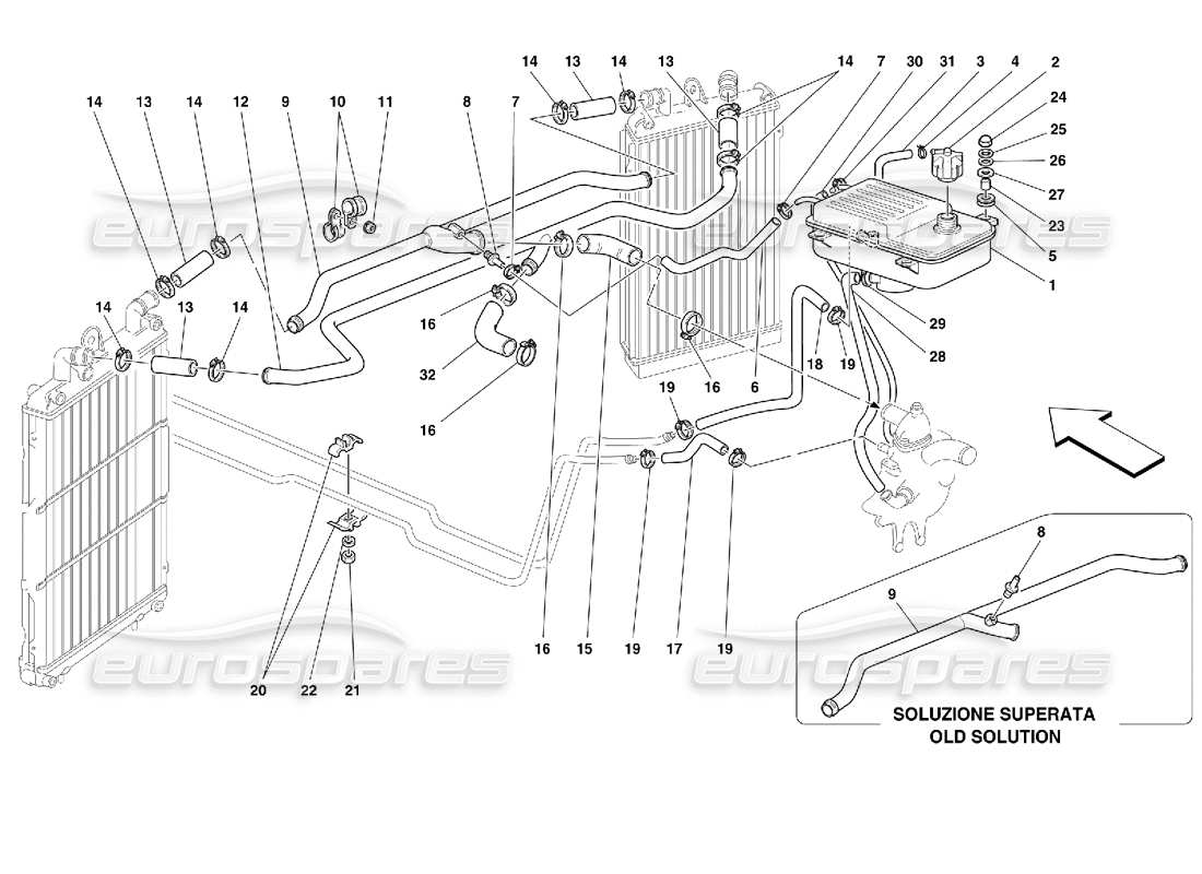 ferrari 355 (2.7 motronic) cooling system - nourice part diagram