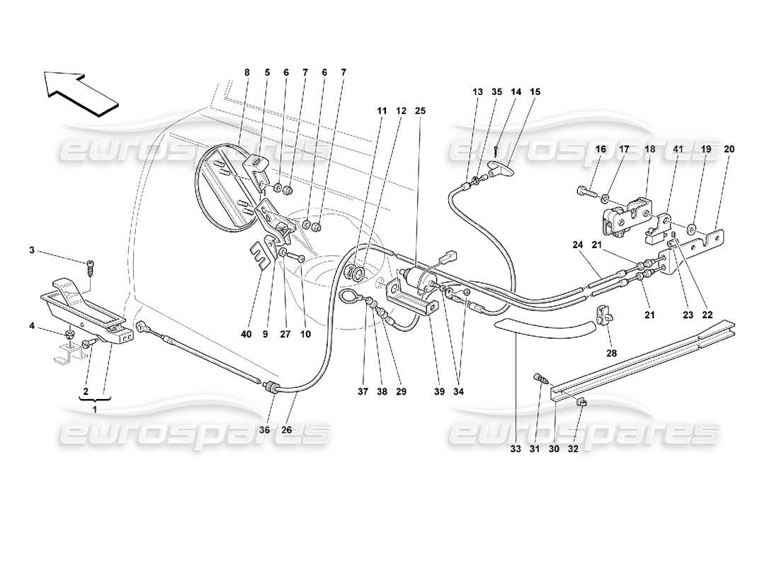 ferrari 355 (2.7 motronic) opening devices for rear hood and gas door part diagram